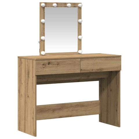 vidaXL Dressing Table with Mirror and LEDs Artisan Oak Engineered Wood