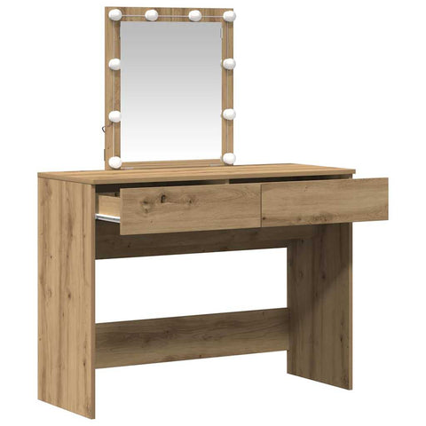 vidaXL Dressing Table with Mirror and LEDs Artisan Oak Engineered Wood
