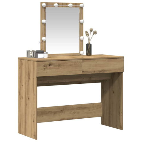 vidaXL Dressing Table with Mirror and LEDs Artisan Oak Engineered Wood