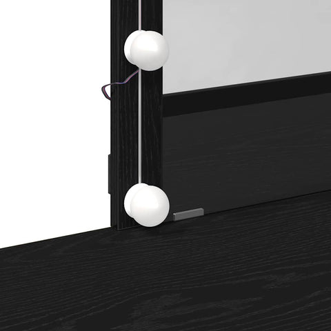 vidaXL Dressing Table with Mirror&LED Lights Black Oak Engineered Wood