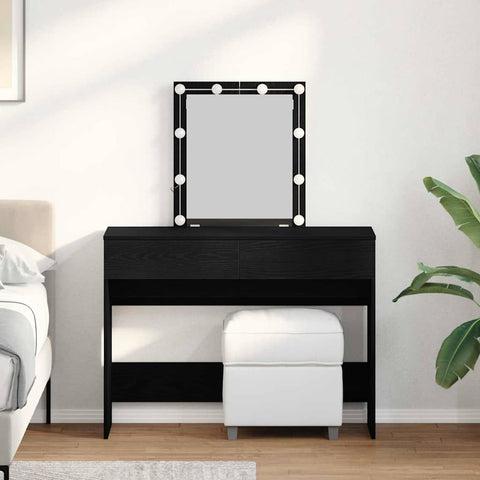 vidaXL Dressing Table with Mirror&LED Lights Black Oak Engineered Wood