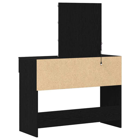vidaXL Dressing Table with Mirror&LED Lights Black Oak Engineered Wood