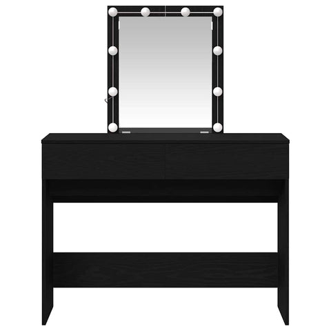 vidaXL Dressing Table with Mirror&LED Lights Black Oak Engineered Wood