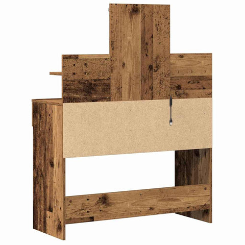 vidaXL Dressing Table with Mirror&LED Lights Old Wood Engineered Wood