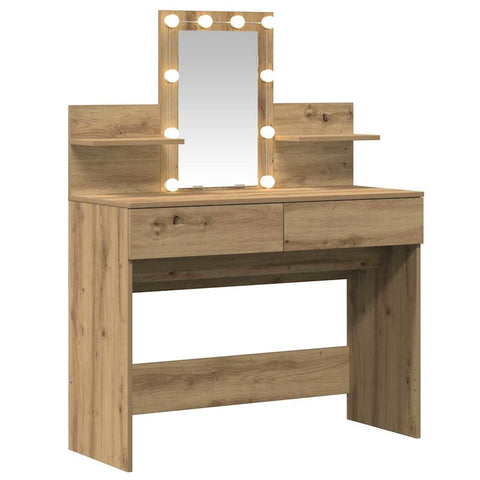 vidaXL Dressing Table with LED Artisan Oak 100x40x130 cm