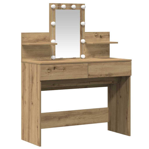 vidaXL Dressing Table with LED Artisan Oak 100x40x130 cm