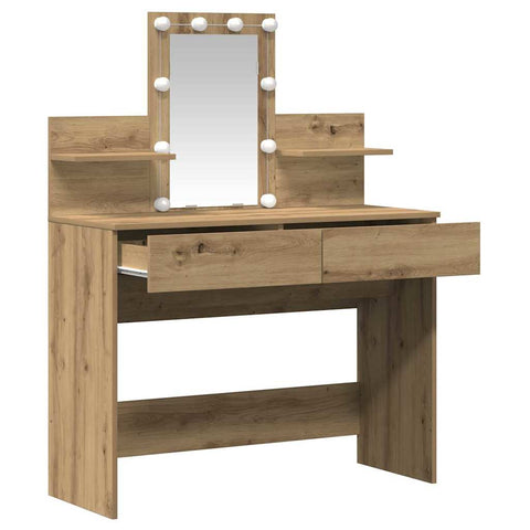 vidaXL Dressing Table with LED Artisan Oak 100x40x130 cm