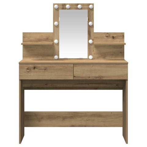vidaXL Dressing Table with LED Artisan Oak 100x40x130 cm
