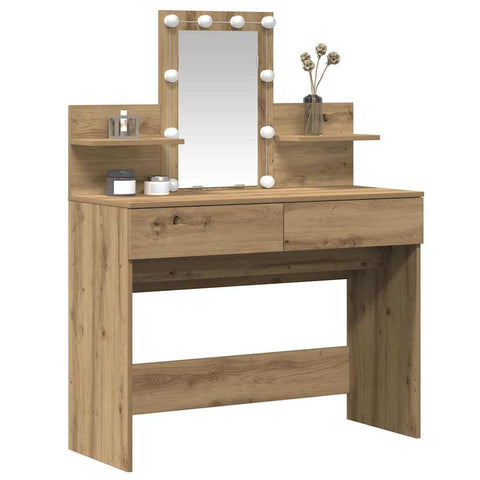 vidaXL Dressing Table with LED Artisan Oak 100x40x130 cm