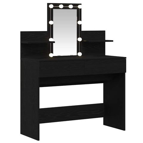 vidaXL Dressing Table with LED Black Oak 100x40x130 cm