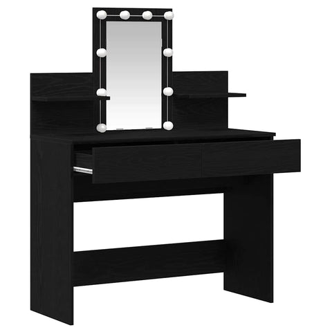 vidaXL Dressing Table with LED Black Oak 100x40x130 cm