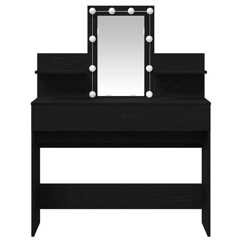 vidaXL Dressing Table with LED Black Oak 100x40x130 cm