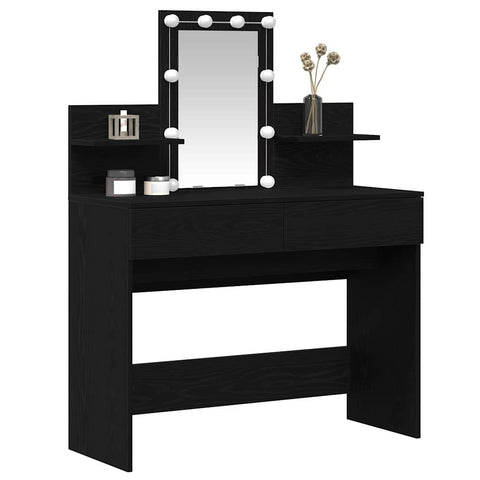 vidaXL Dressing Table with LED Black Oak 100x40x130 cm