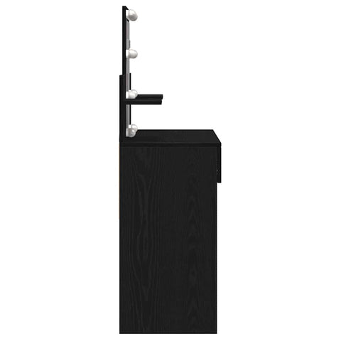 vidaXL Dressing Table with LED Black Oak 100x40x130 cm