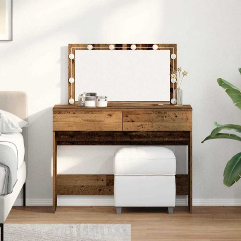 vidaXL Dressing Table with LED Old Wood 100x40x120 cm