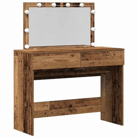 vidaXL Dressing Table with LED Old Wood 100x40x120 cm