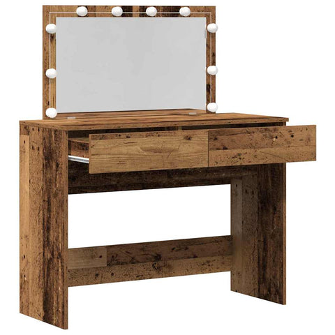 vidaXL Dressing Table with LED Old Wood 100x40x120 cm