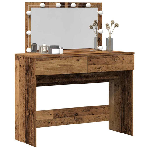 vidaXL Dressing Table with LED Old Wood 100x40x120 cm