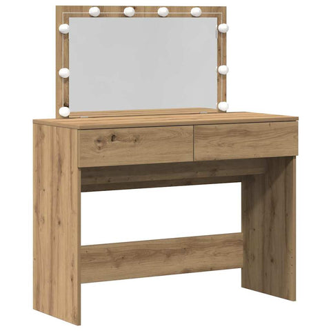 vidaXL Dressing Table with LED Artisan Oak 100x40x120 cm