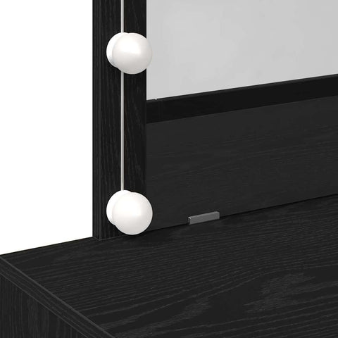 vidaXL Dressing Table with LED Black Oak 100x40x120 cm