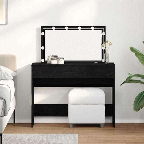 vidaXL Dressing Table with LED Black Oak 100x40x120 cm