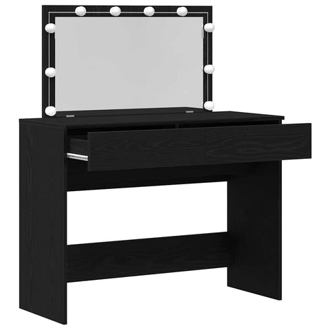 vidaXL Dressing Table with LED Black Oak 100x40x120 cm