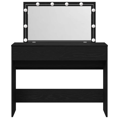 vidaXL Dressing Table with LED Black Oak 100x40x120 cm
