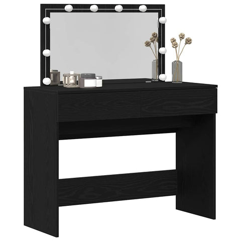 vidaXL Dressing Table with LED Black Oak 100x40x120 cm