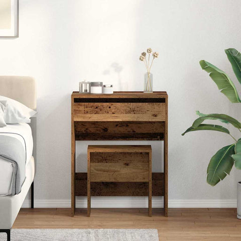 vidaXL Dressing Table with Mirror Old Wood Engineered Wood