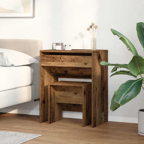 vidaXL Dressing Table with Mirror Old Wood Engineered Wood