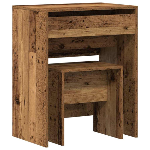 vidaXL Dressing Table with Mirror Old Wood Engineered Wood