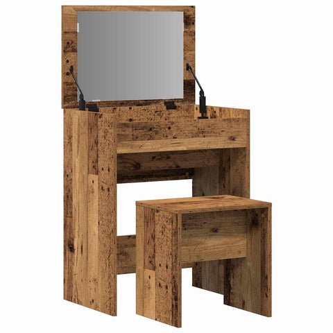 vidaXL Dressing Table with Mirror Old Wood Engineered Wood