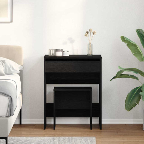 vidaXL Dressing Table with Mirror Black Oak Engineered Wood