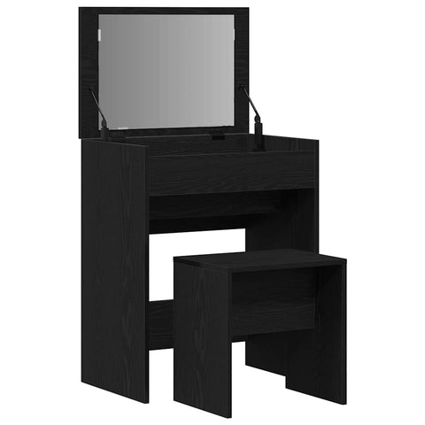vidaXL Dressing Table with Mirror Black Oak Engineered Wood