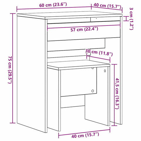 vidaXL Dressing Table with Mirror Black Oak Engineered Wood