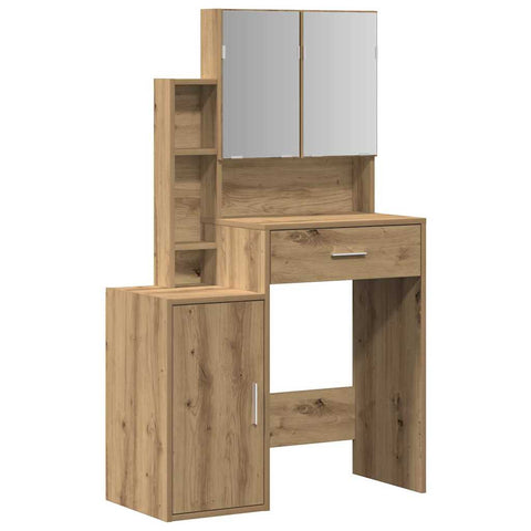 vidaXL Dressing Table with Mirror and LEDs Artisan Oak Engineered Wood