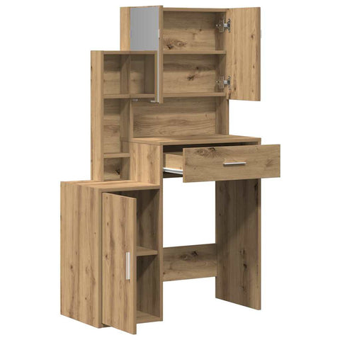 vidaXL Dressing Table with Mirror and LEDs Artisan Oak Engineered Wood