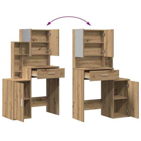 vidaXL Dressing Table with Mirror and LEDs Artisan Oak Engineered Wood