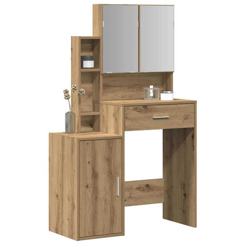 vidaXL Dressing Table with Mirror and LEDs Artisan Oak Engineered Wood