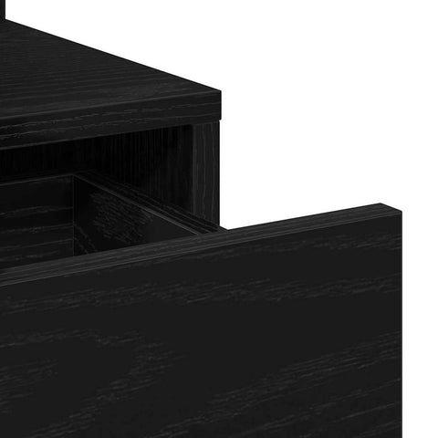 vidaXL Dressing Table with Mirror&LED Lights Black Oak Engineered Wood