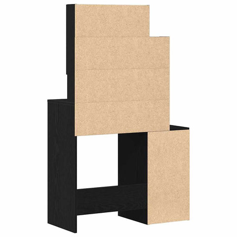 vidaXL Dressing Table with Mirror&LED Lights Black Oak Engineered Wood