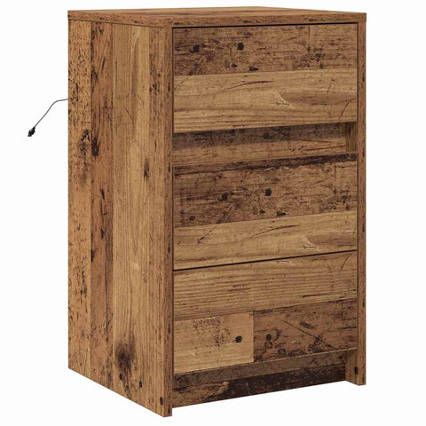 vidaXL Bedside Cabinet with LED Lights Old Wood Engineered Wood