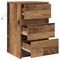 vidaXL Bedside Cabinet with LED Lights Old Wood Engineered Wood