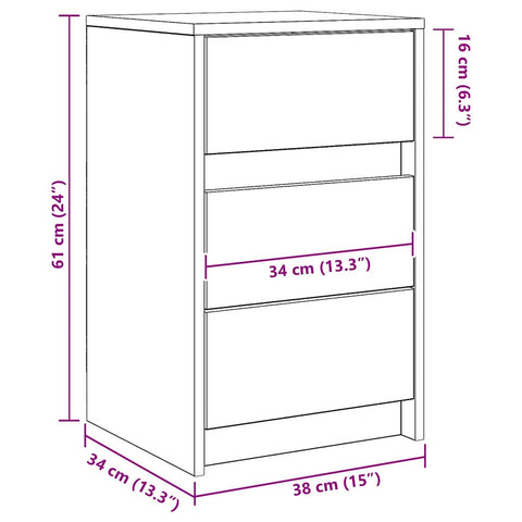 vidaXL Bedside Cabinet with LED Lights Old Wood Engineered Wood