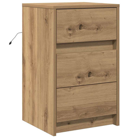 vidaXL Bedside Cabinet with LED Lights Artisan Oak Engineered Wood