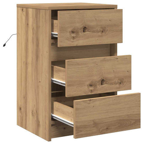 vidaXL Bedside Cabinet with LED Lights Artisan Oak Engineered Wood