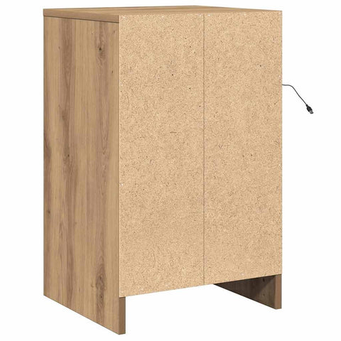 vidaXL Bedside Cabinet with LED Lights Artisan Oak Engineered Wood