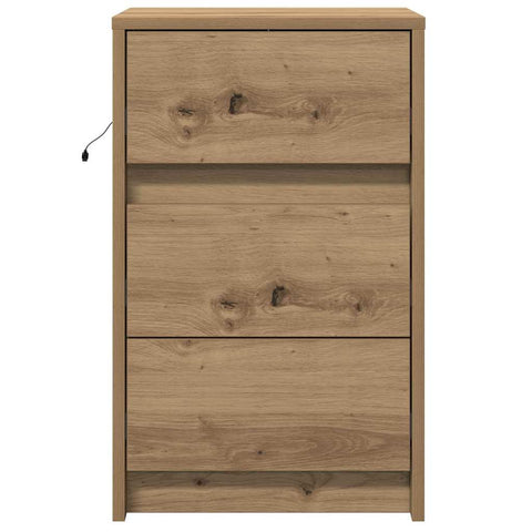 vidaXL Bedside Cabinet with LED Lights Artisan Oak Engineered Wood