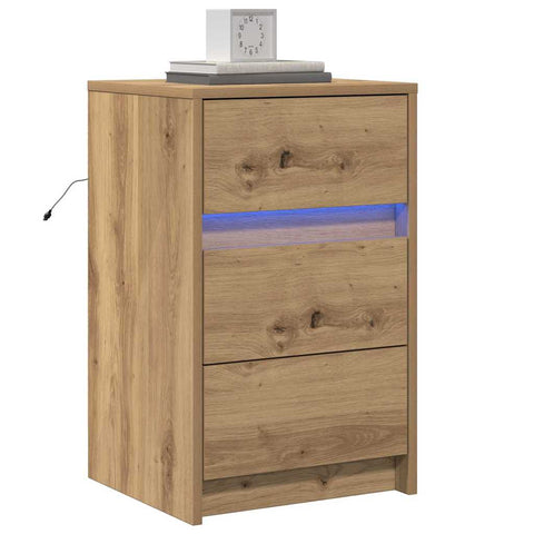 vidaXL Bedside Cabinet with LED Lights Artisan Oak Engineered Wood