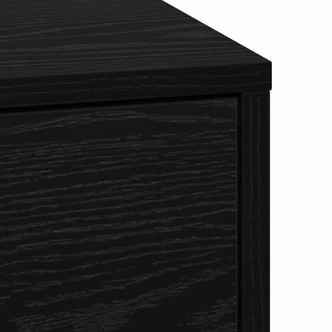 vidaXL Bedside Cabinet with LED Lights Black Oak Engineered Wood